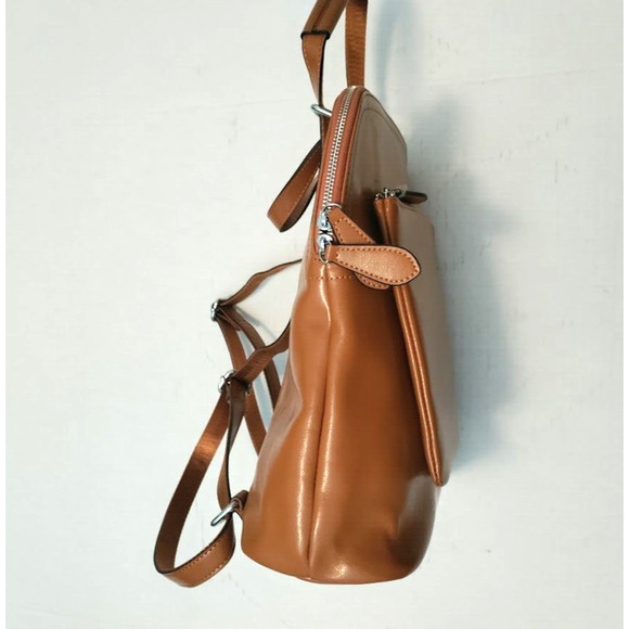 HESHE Backpack Cowhide and Manmade Leather Convertible Purse Brown main image 4